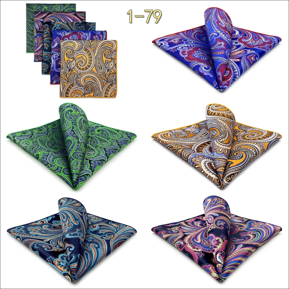 5 Pieces Mens Pocket Squares Set Party Wedding Gift Handkerchief Fashion Formal Bundle Hanky Luxury Unique