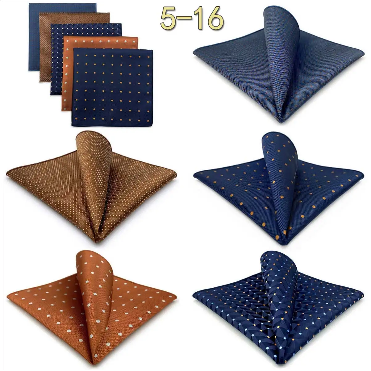 5 Pieces Mens Pocket Squares Set Party Wedding Gift Handkerchief Fashion Formal Bundle Hanky Luxury Unique