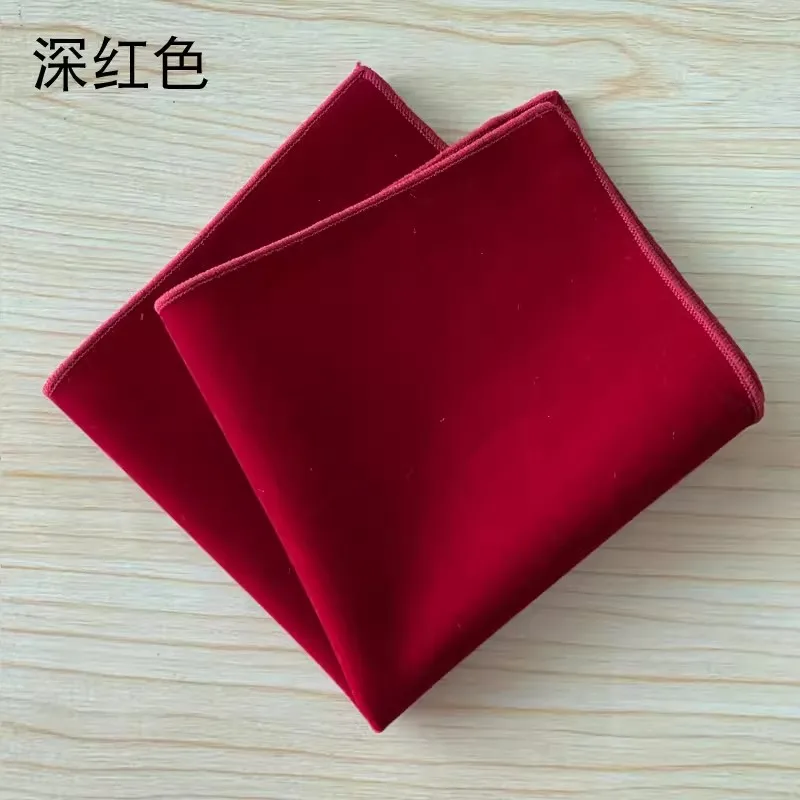 24cm New Fashion Velvet Solid Color Pocket Square For Men Elegant Black Red Brown Handkerchief Wedding Tuxedo Suit Accessories