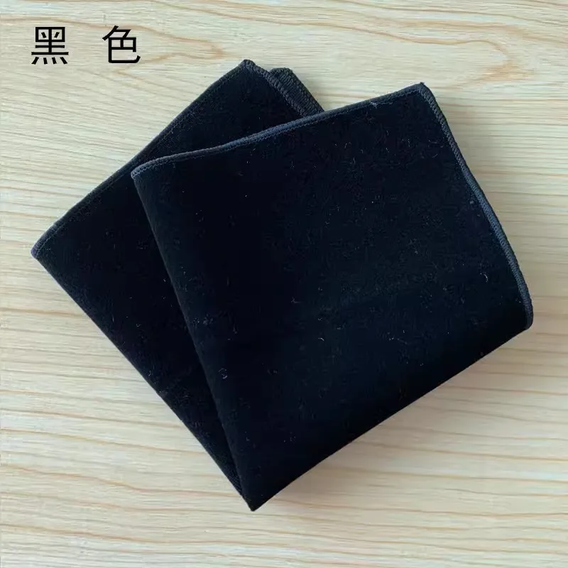 24cm New Fashion Velvet Solid Color Pocket Square For Men Elegant Black Red Brown Handkerchief Wedding Tuxedo Suit Accessories