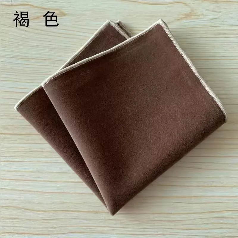 24cm New Fashion Velvet Solid Color Pocket Square For Men Elegant Black Red Brown Handkerchief Wedding Tuxedo Suit Accessories