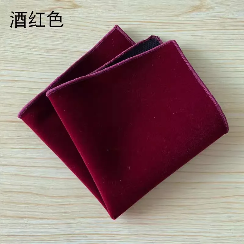 24cm New Fashion Velvet Solid Color Pocket Square For Men Elegant Black Red Brown Handkerchief Wedding Tuxedo Suit Accessories