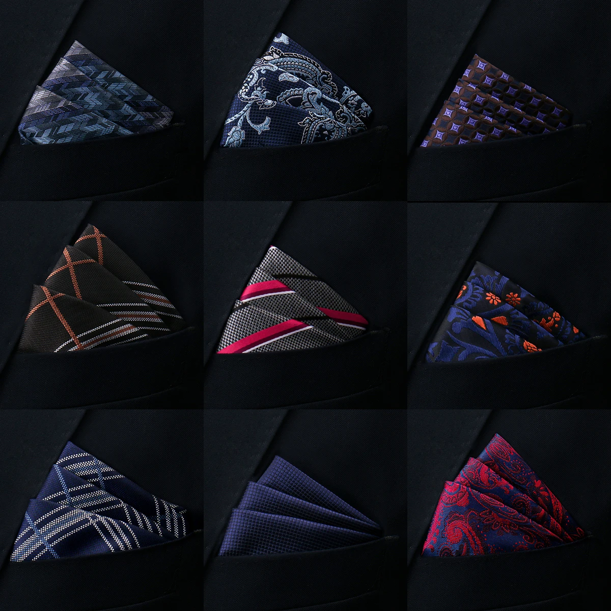 Brand Kerchief Man Dark Blue Striped April Fool's Day Fit Formal Party Pocket Square Handkerchiefs Suit Accessories Men Necktie