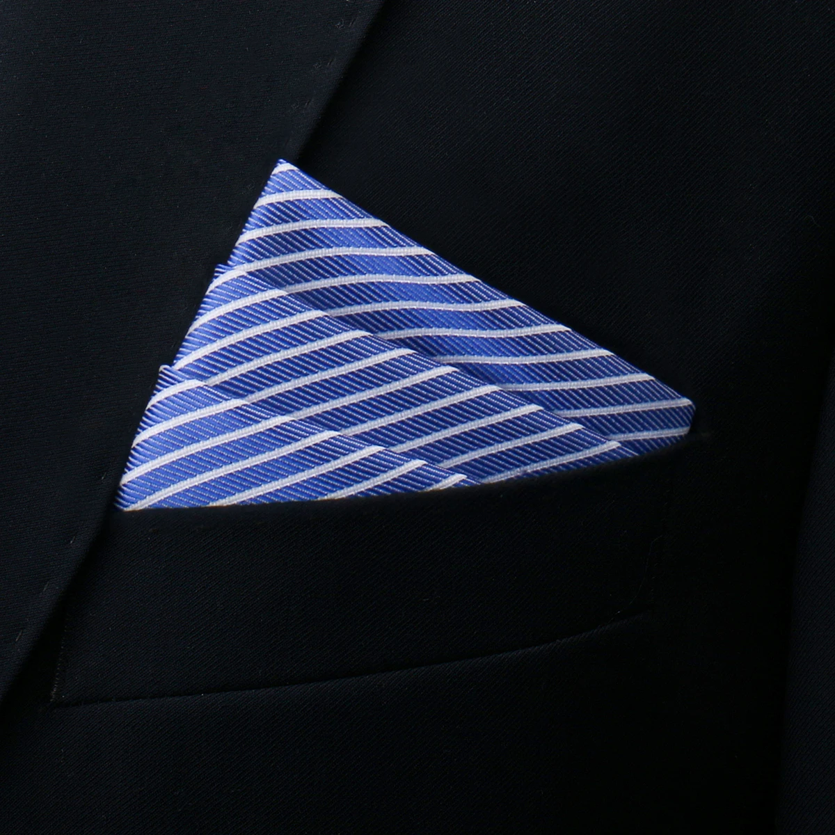 Brand Kerchief Man Dark Blue Striped April Fool's Day Fit Formal Party Pocket Square Handkerchiefs Suit Accessories Men Necktie