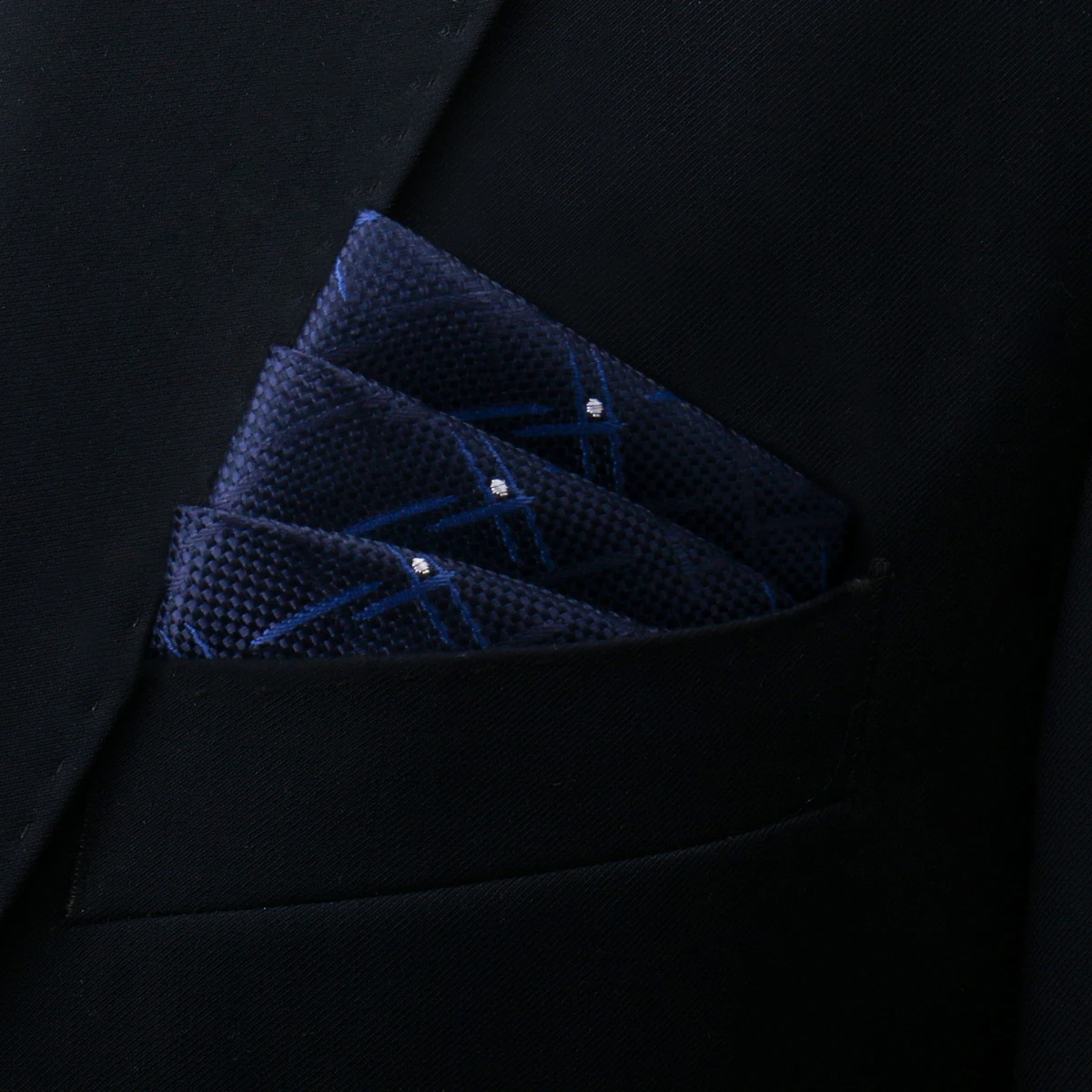 Brand Kerchief Man Dark Blue Striped April Fool's Day Fit Formal Party Pocket Square Handkerchiefs Suit Accessories Men Necktie