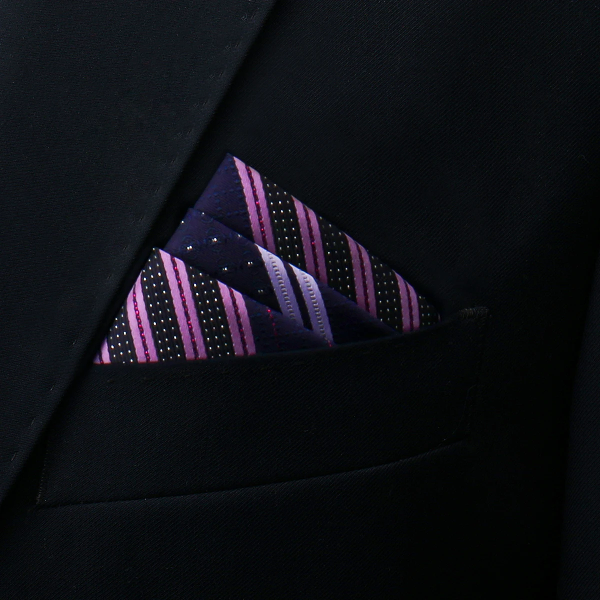 Brand Kerchief Man Dark Blue Striped April Fool's Day Fit Formal Party Pocket Square Handkerchiefs Suit Accessories Men Necktie