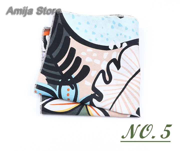 High Quality Cute Linen Cartoon Handkerchief For Men Cat Polar Bear Watermelon Wave Printed Pocket Square Funny Hanky Accessorie