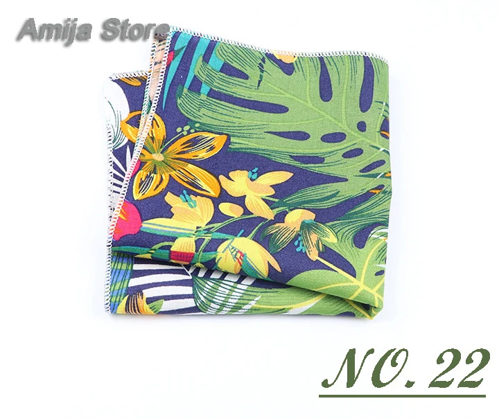 High Quality Cute Linen Cartoon Handkerchief For Men Cat Polar Bear Watermelon Wave Printed Pocket Square Funny Hanky Accessorie