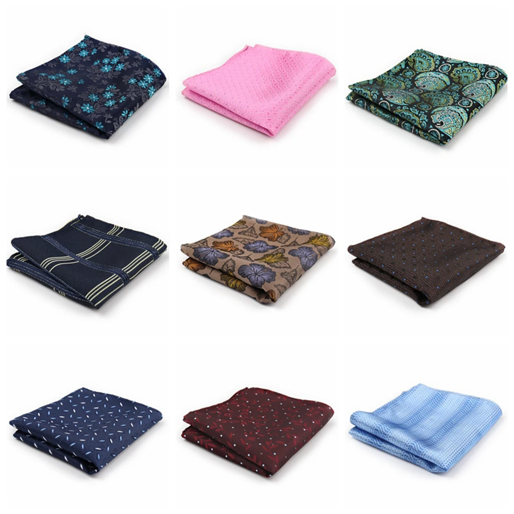 High Grade Pocket Square Brand Kerchief Men Dark Blue Striped Fit Formal Party Wedding Man Handkerchiefs Pocket Suit Hanky Gifts