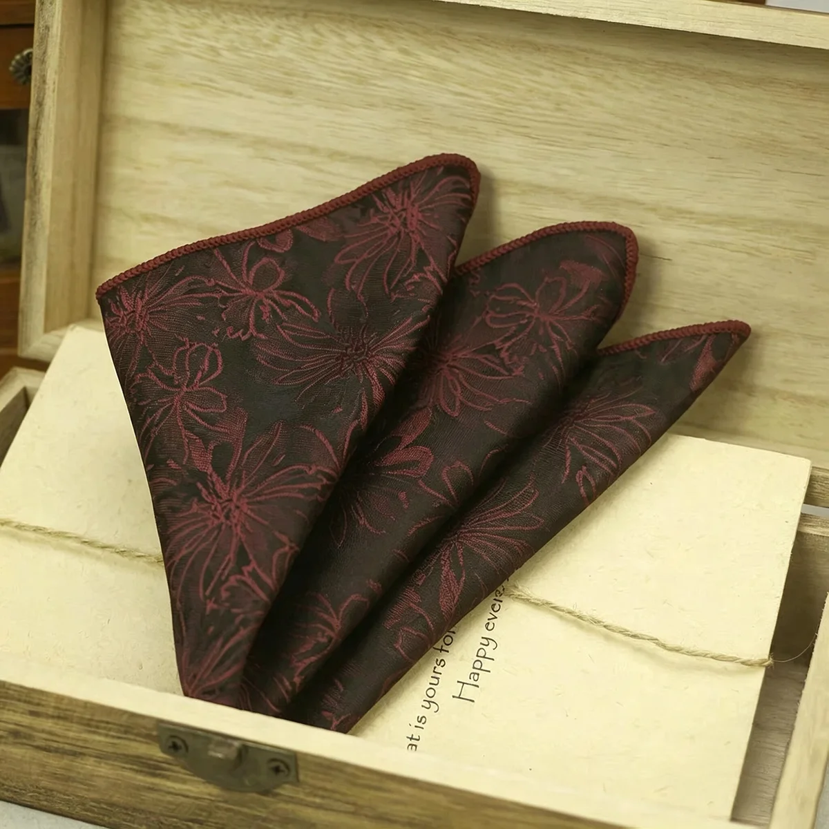 2026 New Colorful Men's Pocket Square Soft Green White Paisley Handkerchief Polyester Woven Plaid Hanky Wedding Shirt Accessory