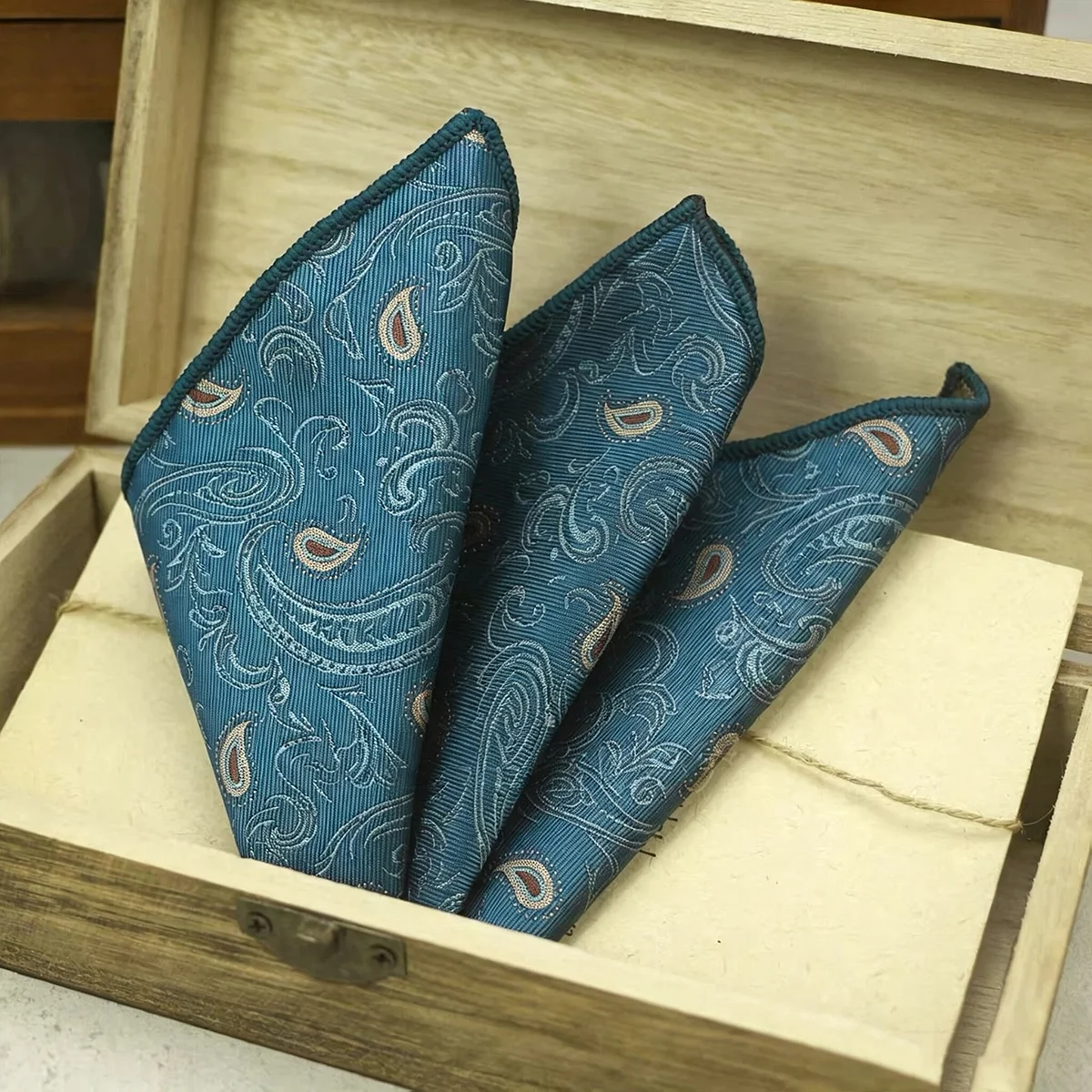 2026 New Colorful Men's Pocket Square Soft Green White Paisley Handkerchief Polyester Woven Plaid Hanky Wedding Shirt Accessory