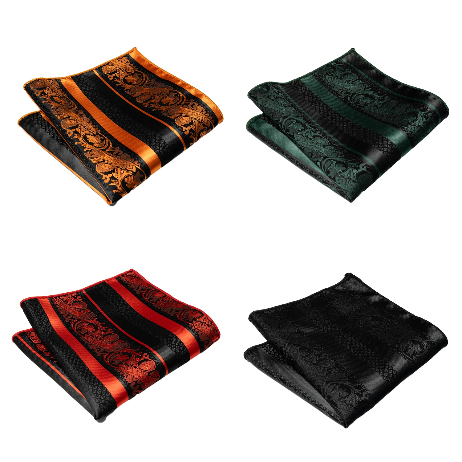 4pcs Men's Classic Pocket Square Towel Paisley Striped Handkerchief Suit Shirt Accessories Wedding Party Navy Red Hanky