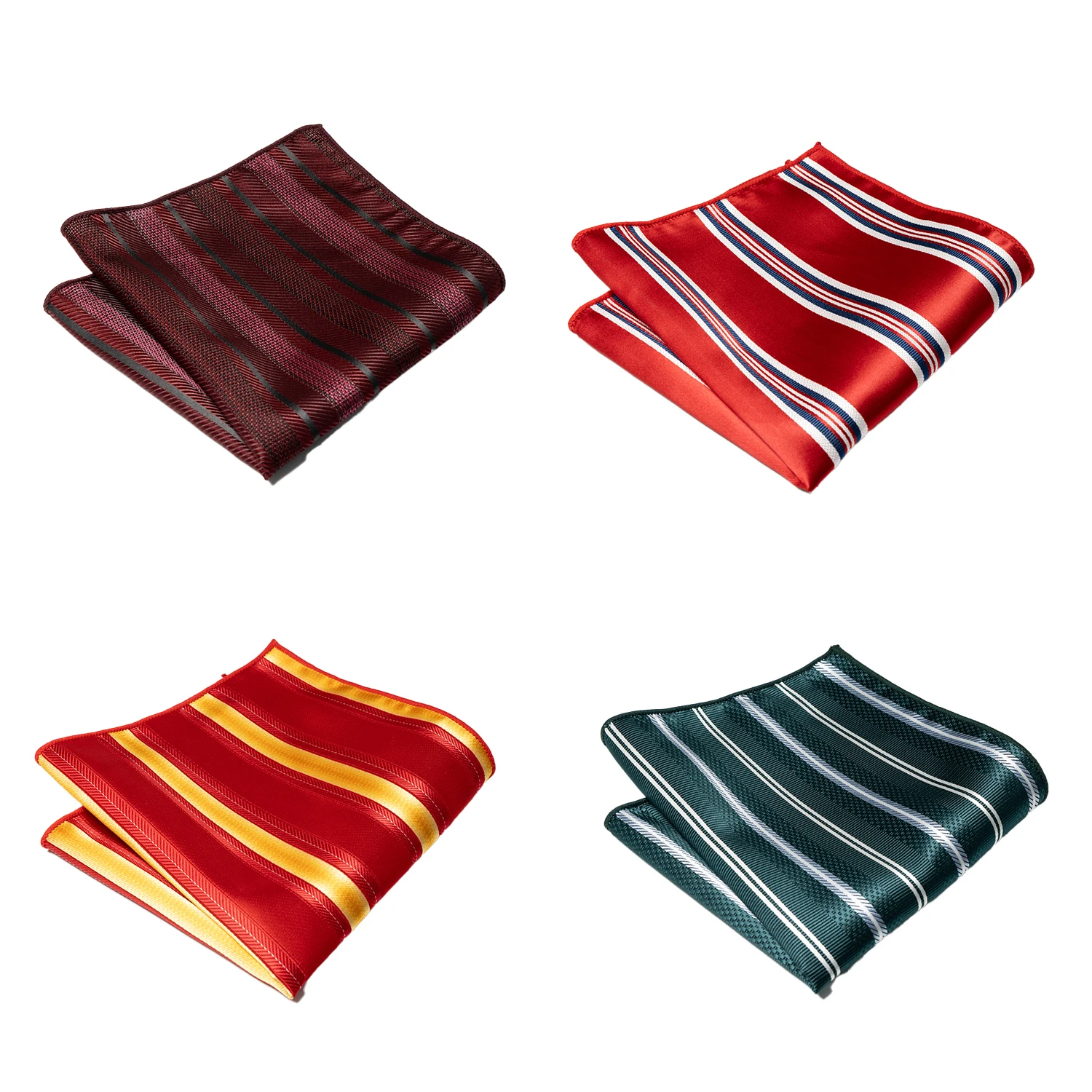 4pcs Men's Classic Pocket Square Towel Paisley Striped Handkerchief Suit Shirt Accessories Wedding Party Navy Red Hanky