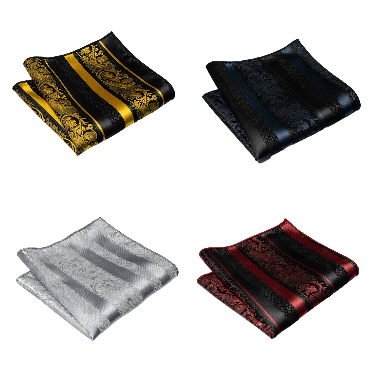 4pcs Men's Classic Pocket Square Towel Paisley Striped Handkerchief Suit Shirt Accessories Wedding Party Navy Red Hanky