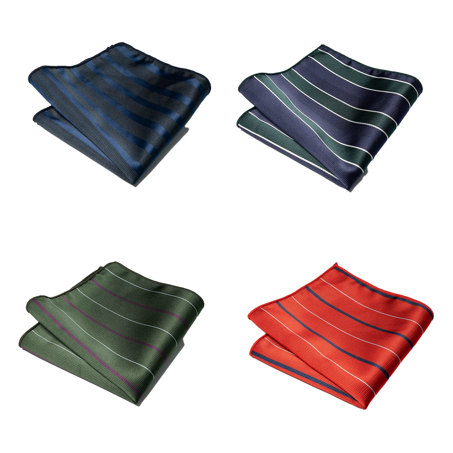 4pcs Men's Classic Pocket Square Towel Paisley Striped Handkerchief Suit Shirt Accessories Wedding Party Navy Red Hanky