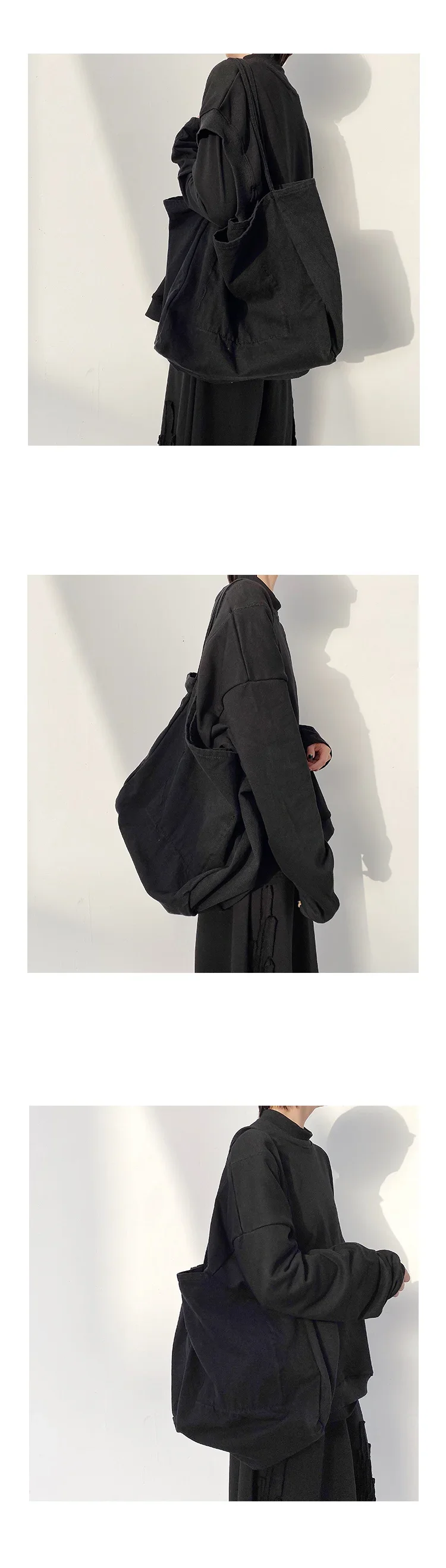 UMI MAO Yamamoto Dark Niche Design Large Capacity Thick Open Shoulder Bag Handbag Shopping Bag Canvas Bag Men Women Femme Y2K