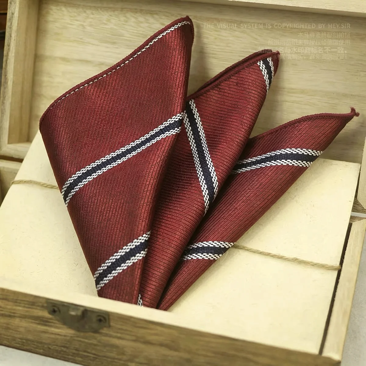 23CM New Trendy Striped Pocket Square Luxury Mens White Dots Polyester Woven Handkerchief Wedding Groom Tuxedo Accessories Hanky