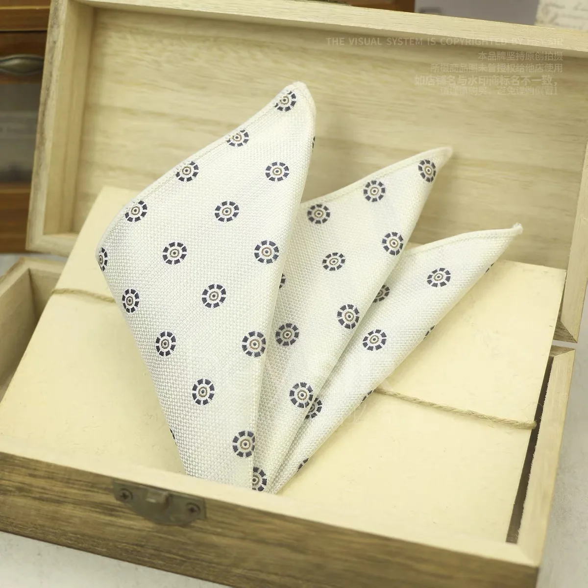 23CM New Trendy Striped Pocket Square Luxury Mens White Dots Polyester Woven Handkerchief Wedding Groom Tuxedo Accessories Hanky