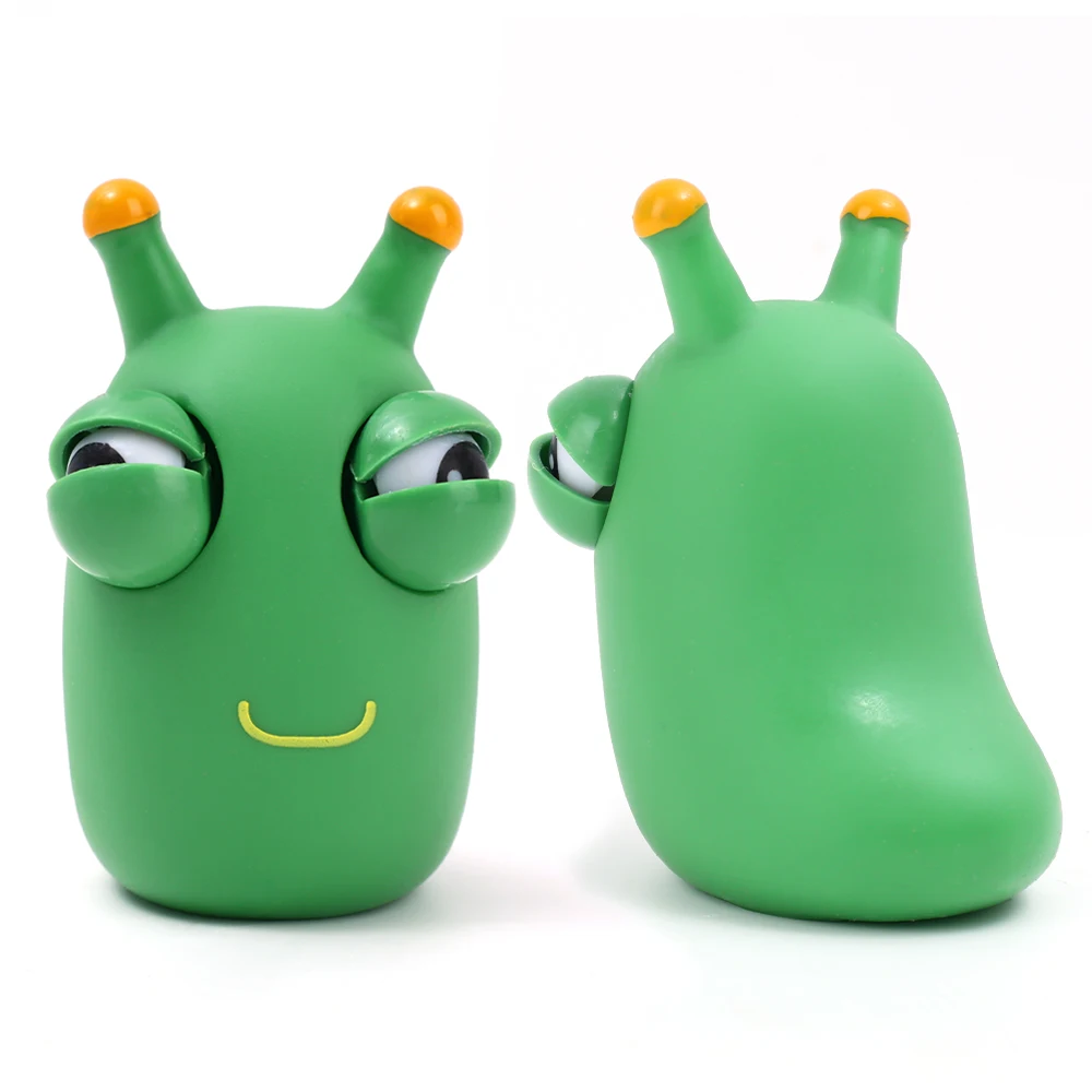 1/3 PCS Novelty Green Worm Squeeze Toys Eye Fidget Sensory Stress Relief Toys for Kids & Adults Birthday Gifts
