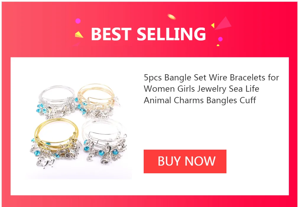 5pcs Bangle Set Wire Bracelets for Women Girls Jewllery Mixed Marine Life Starfish Dolphin Turtle Charm Bracelets C039