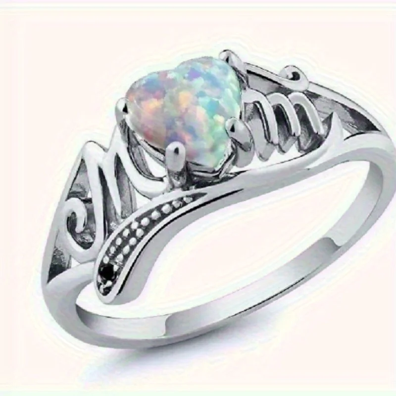 MOM Mother Rings Anniversary Day Gift Two-tone Design Love Cubic Zircon Wedding Rings Exquisite Fashion Jewelry for Women