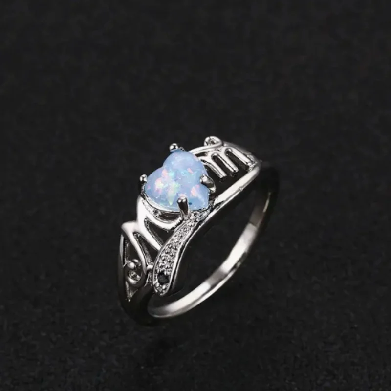 MOM Mother Rings Anniversary Day Gift Two-tone Design Love Cubic Zircon Wedding Rings Exquisite Fashion Jewelry for Women