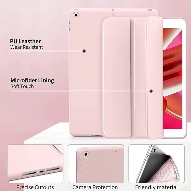 For iPad Air 3 Case 10.5inch 2019 TPU Tri-Fold Magnetic Stand Smart Tablet Cases For Apple iPad 10.2 7th 8th 9th Generation Case