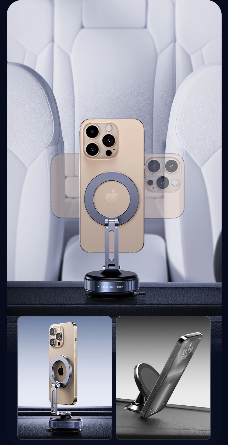 New Car Magnetic Mobile Phone Holder 360 Degree Rotation, Vacuum Adsorption, No Need To Charge, Suitable for Car Navigation