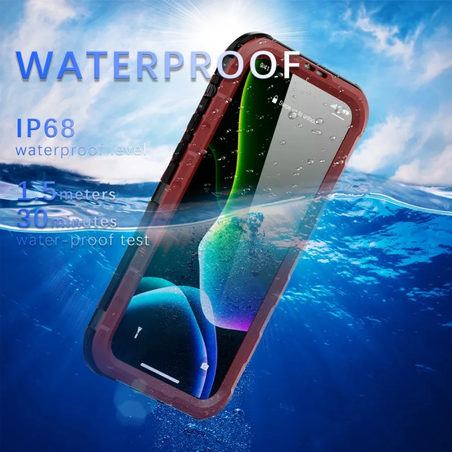 IP68 Waterproof Metal Phone Case For iPhone 16 15 14 Plus 14 Pro Max Diving Swim Full Protect Cover MagSafe Wireless Charging