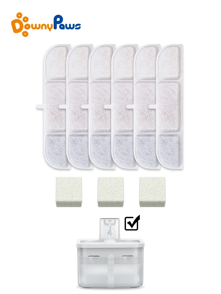 DownyPaws 6/12 PCS Activated Carbon Filter For Cat Water Fountain WFP6 Replacement Filters For Pet Automatic Drinking Fountain