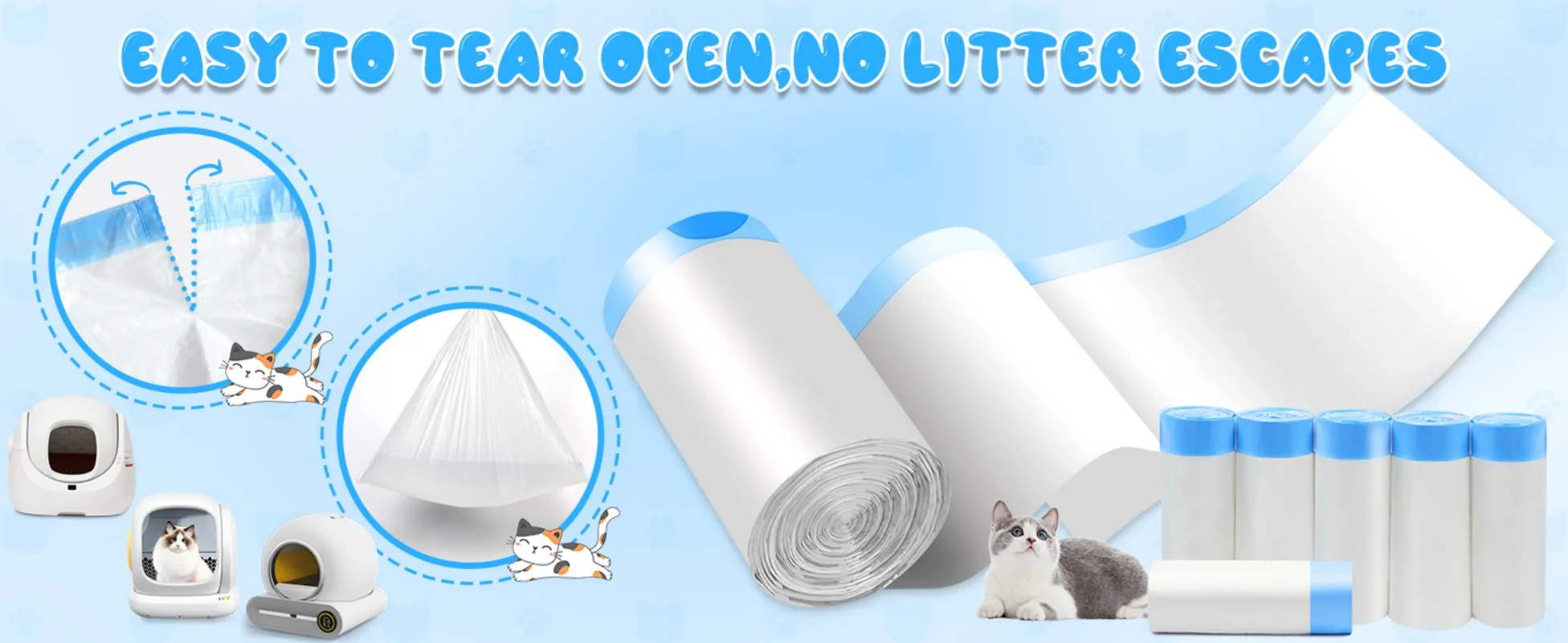 Cat Litter Bags for Automatic Litter Box Extra-Thick Cat Litter Box Liners for MeoWant/catlink/Tonepie Toilette