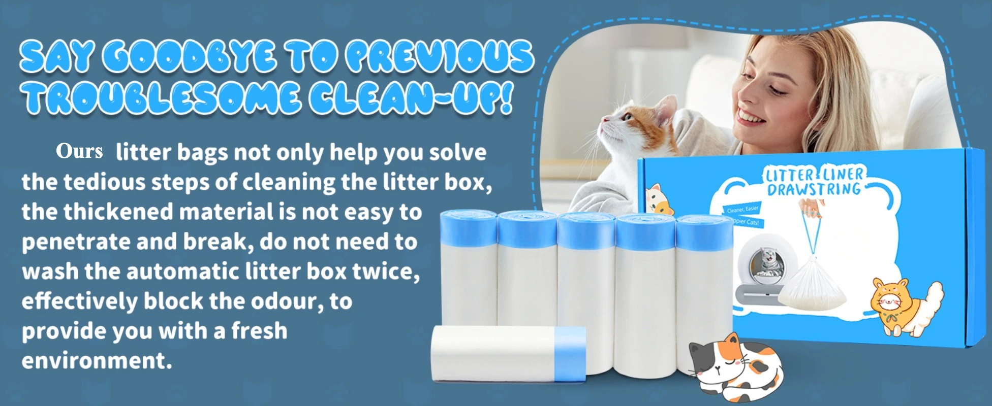 Cat Litter Bags for Automatic Litter Box Extra-Thick Cat Litter Box Liners for MeoWant/catlink/Tonepie Toilette