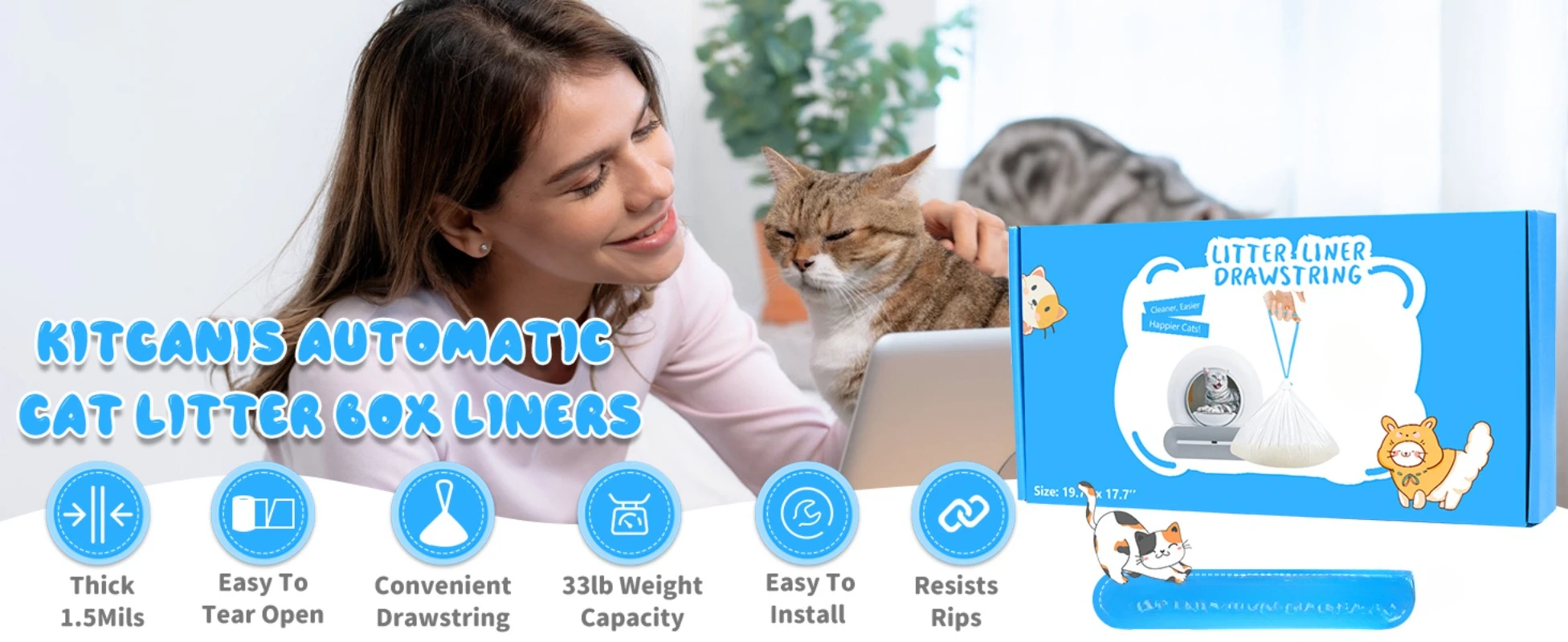 Cat Litter Bags for Automatic Litter Box Extra-Thick Cat Litter Box Liners for MeoWant/catlink/Tonepie Toilette