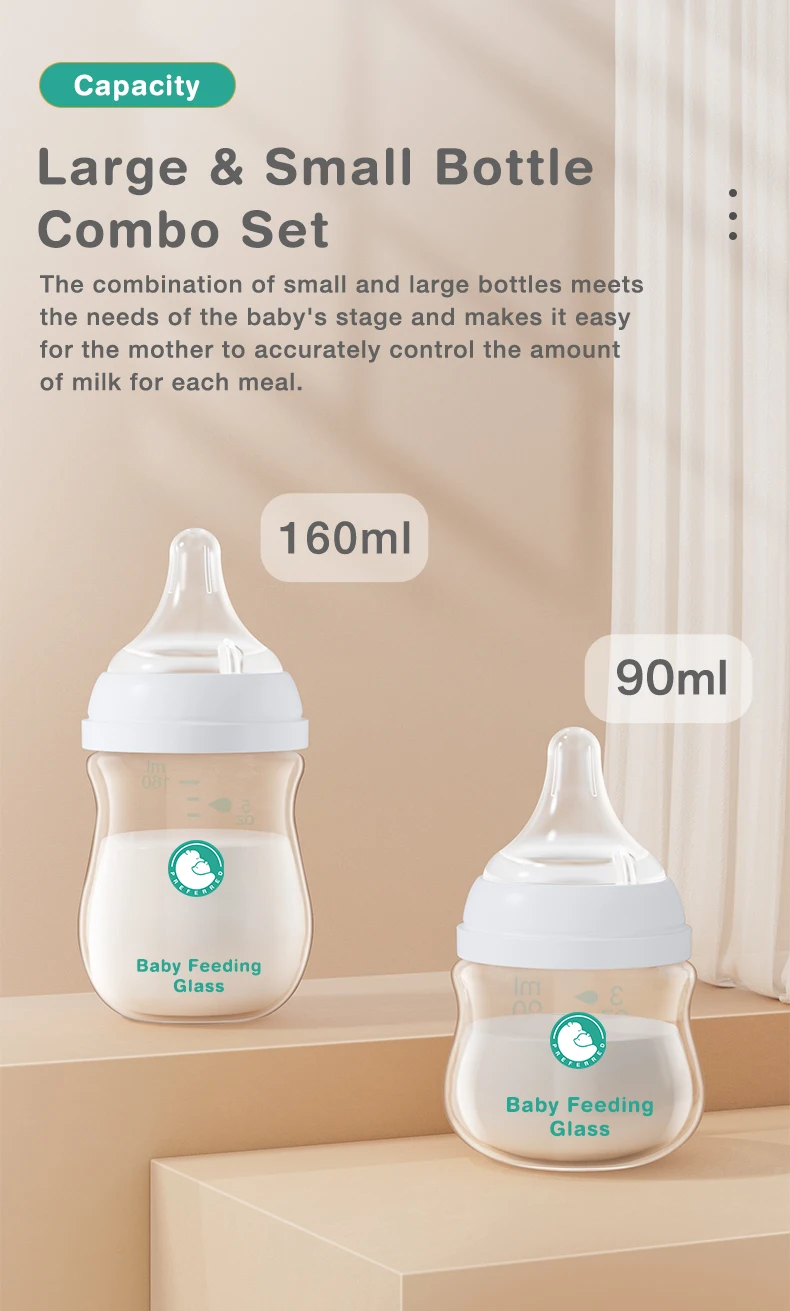 1PCS Newborn Feeding Bottles 90ML/160ML Baby Bottle Glass Bottles Anti-flatulence Milk Feeding Bottles Infant BPA Free