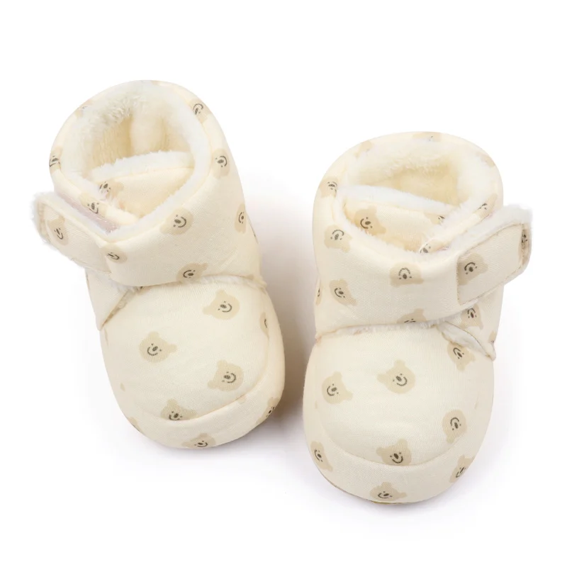 2024 Winter Baby Boots, Infant Girls Boys Warm Fashion Solid Shoes with Fuzzy Balls First Walkers Kid Shoes 0-18M High Quality