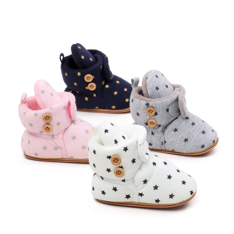 2024 Winter Baby Boots, Infant Girls Boys Warm Fashion Solid Shoes with Fuzzy Balls First Walkers Kid Shoes 0-18M High Quality