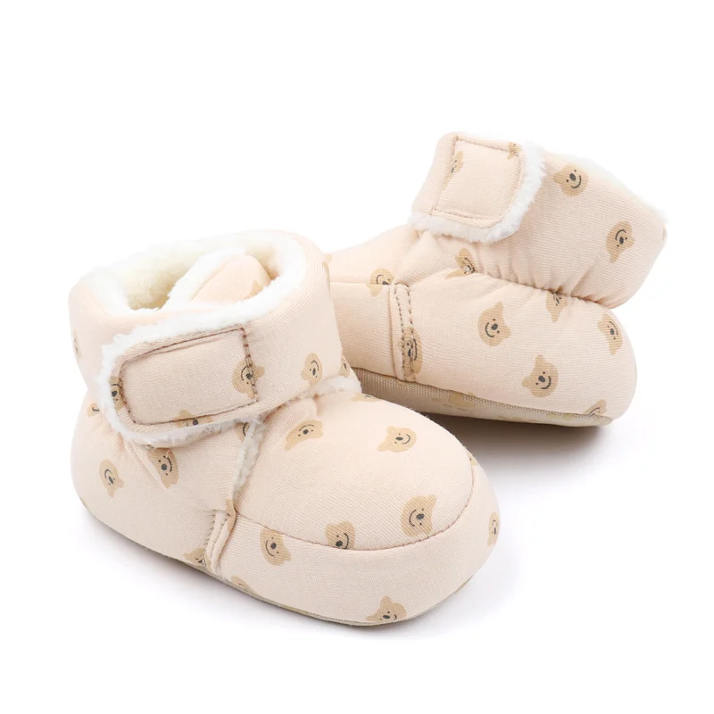 2024 Winter Baby Boots, Infant Girls Boys Warm Fashion Solid Shoes with Fuzzy Balls First Walkers Kid Shoes 0-18M High Quality