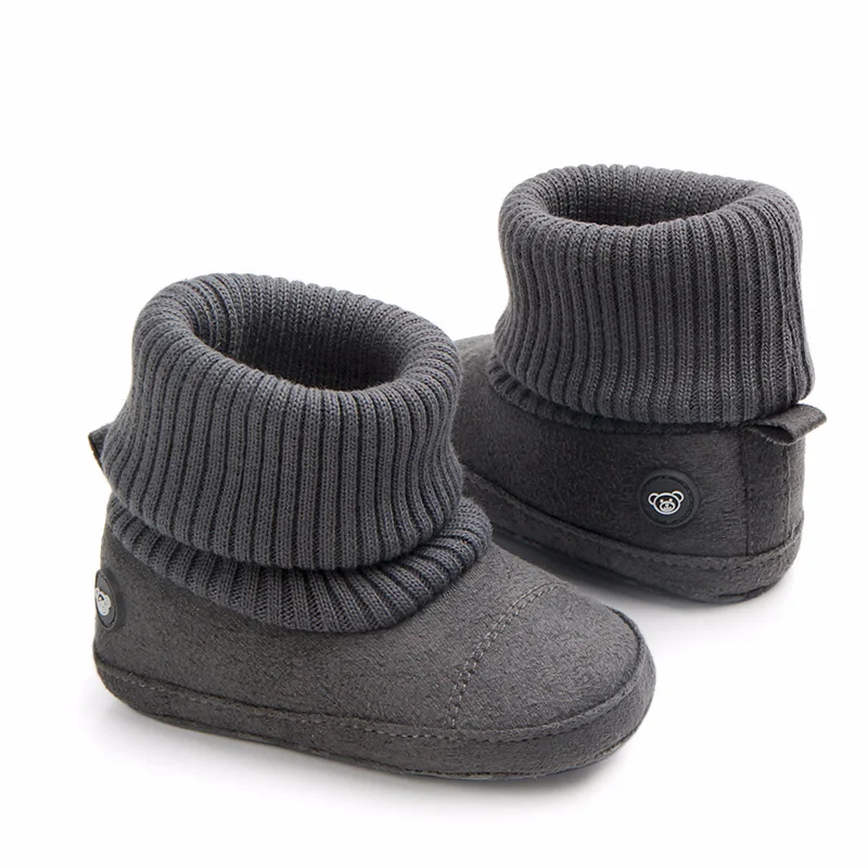2024 Winter Baby Boots, Infant Girls Boys Warm Fashion Solid Shoes with Fuzzy Balls First Walkers Kid Shoes 0-18M High Quality