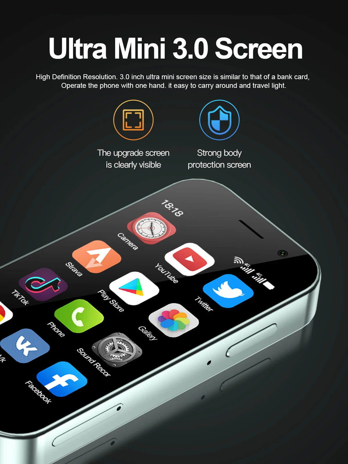 SERVO KING9000 4G LTE Mini Smartphone Android 16GB ROM Dual SIM Face Unlock Camera WiFi Play Store 3.0" Pocket Small Cellphone