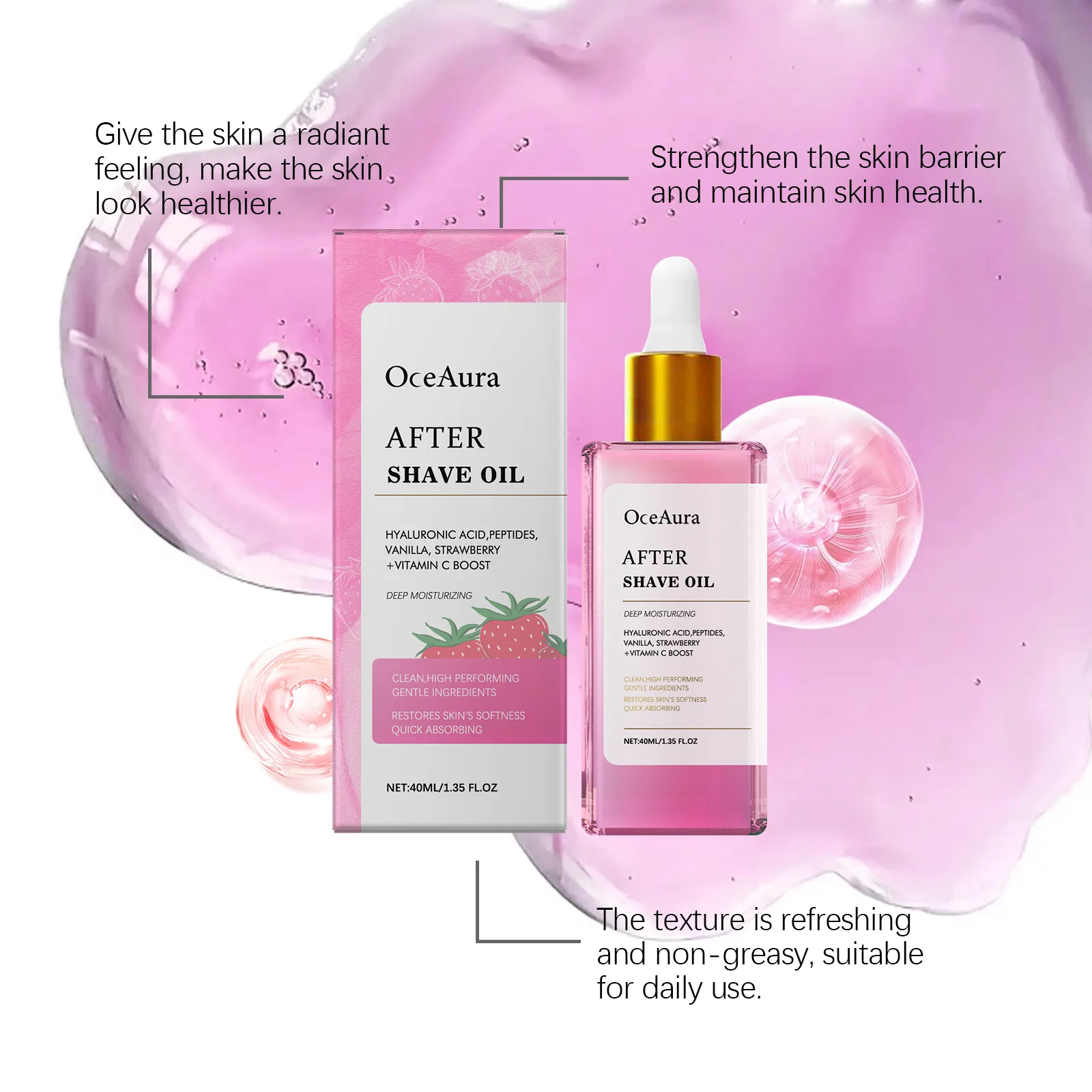 OceAura After Shave Oil Strawberry Vanilla Moisturizing Skin Soothing Intimate Area Leg Prevent Hair Growth Products Body Oil
