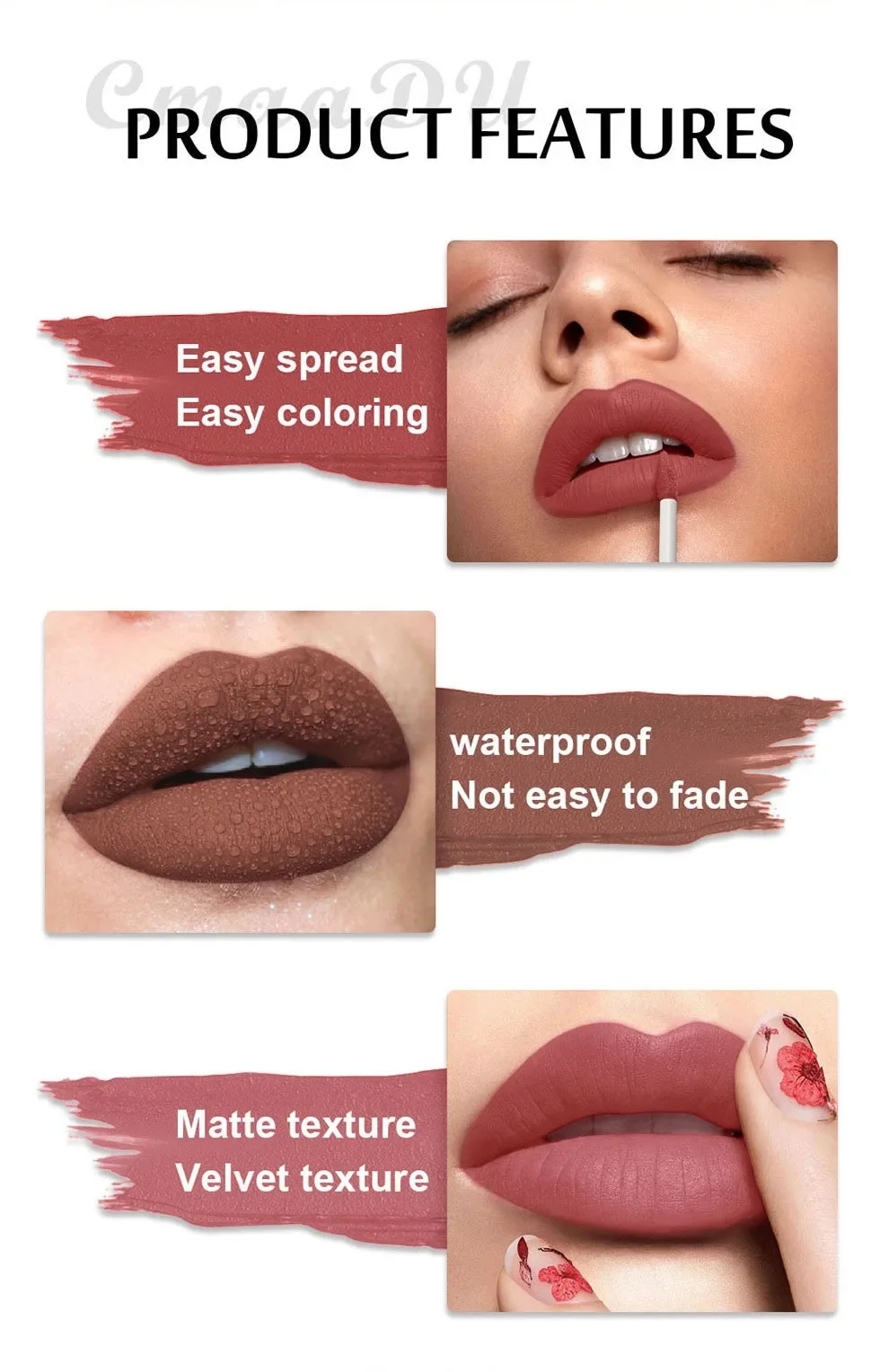 12 Colors Matte Lipstick Red Waterproof Sexy Makeup Lip Tint Smooth Nude Brown Pink Long Lasting Non-stick Lip Cosmetic Make Up