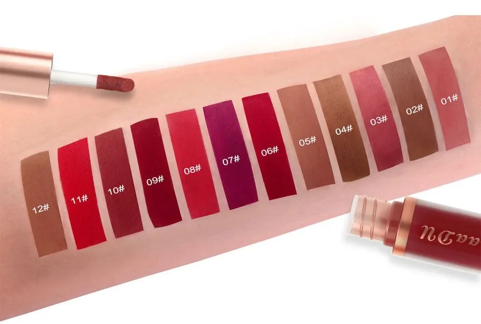 12 Colors Matte Lipstick Red Waterproof Sexy Makeup Lip Tint Smooth Nude Brown Pink Long Lasting Non-stick Lip Cosmetic Make Up
