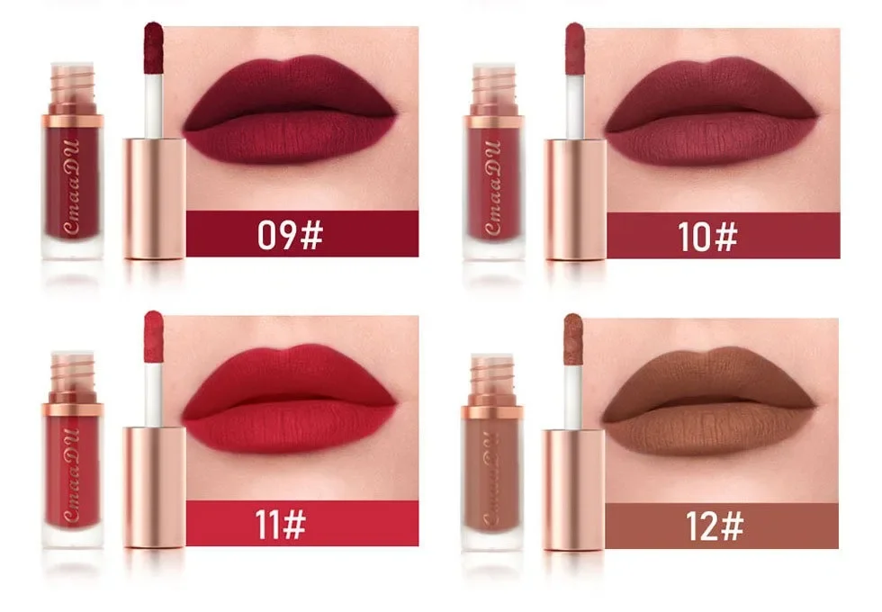 12 Colors Matte Lipstick Red Waterproof Sexy Makeup Lip Tint Smooth Nude Brown Pink Long Lasting Non-stick Lip Cosmetic Make Up