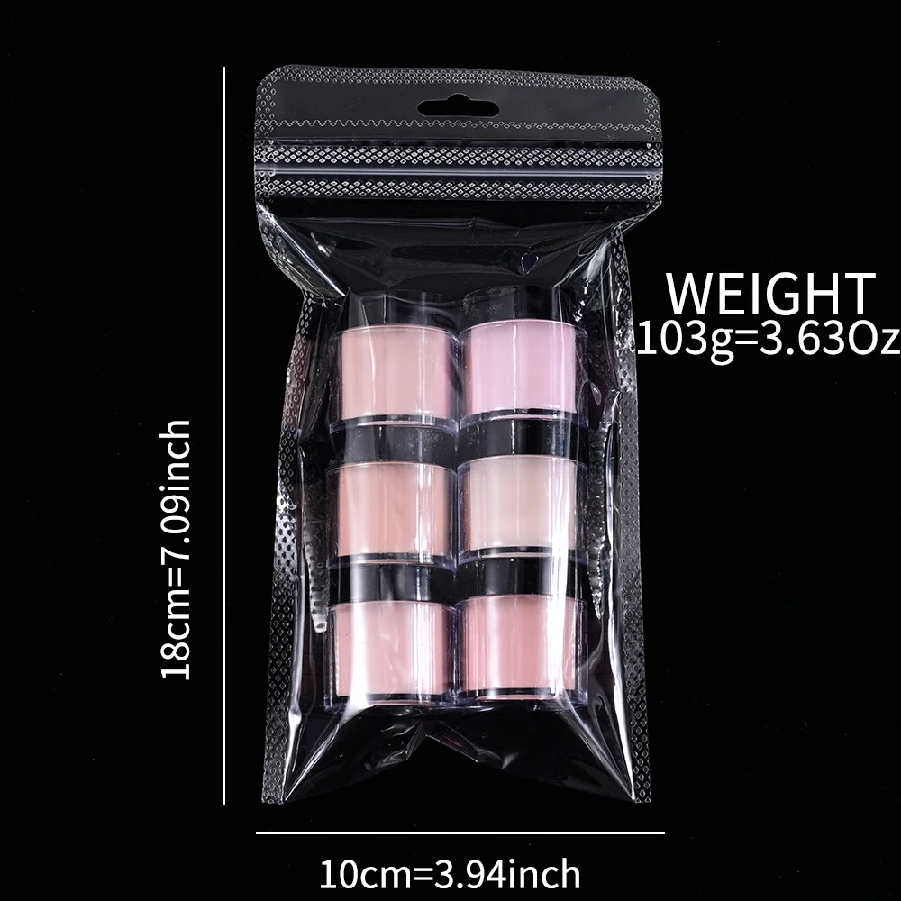 6Colors Nude/Pink Nail Art Acrylic Powder Net.7g*6Jars For French Nails Extension 3D Tips Carving Dipping Fast-Dry Polymer Dust