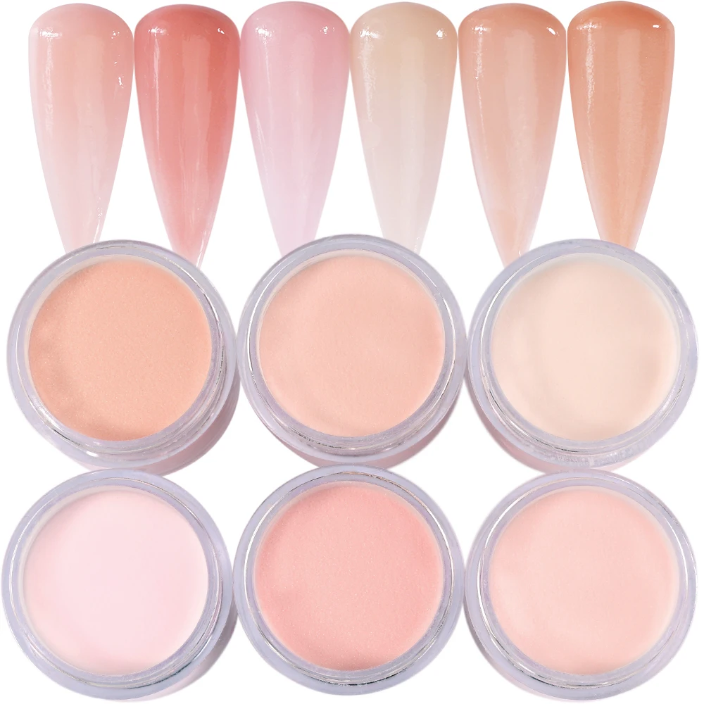 6Colors Nude/Pink Nail Art Acrylic Powder Net.7g*6Jars For French Nails Extension 3D Tips Carving Dipping Fast-Dry Polymer Dust