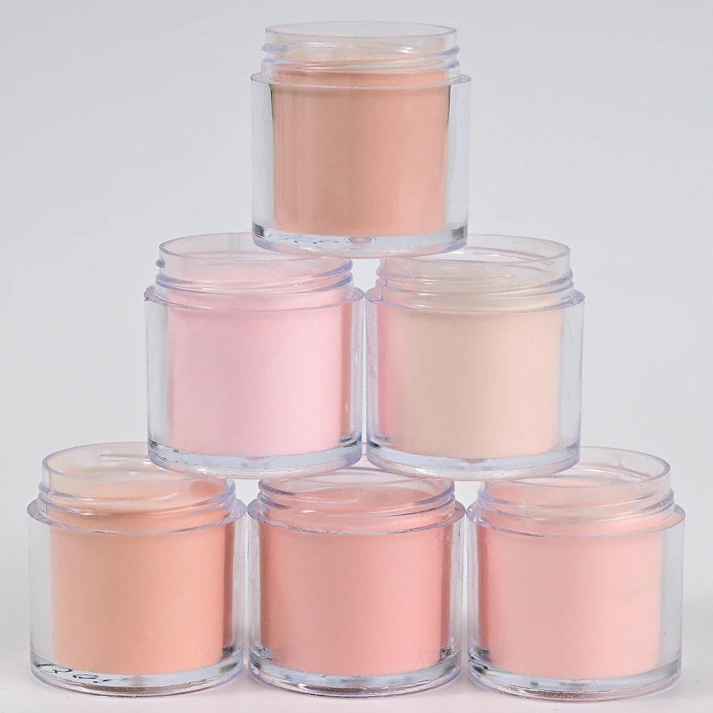 6Colors Nude/Pink Nail Art Acrylic Powder Net.7g*6Jars For French Nails Extension 3D Tips Carving Dipping Fast-Dry Polymer Dust