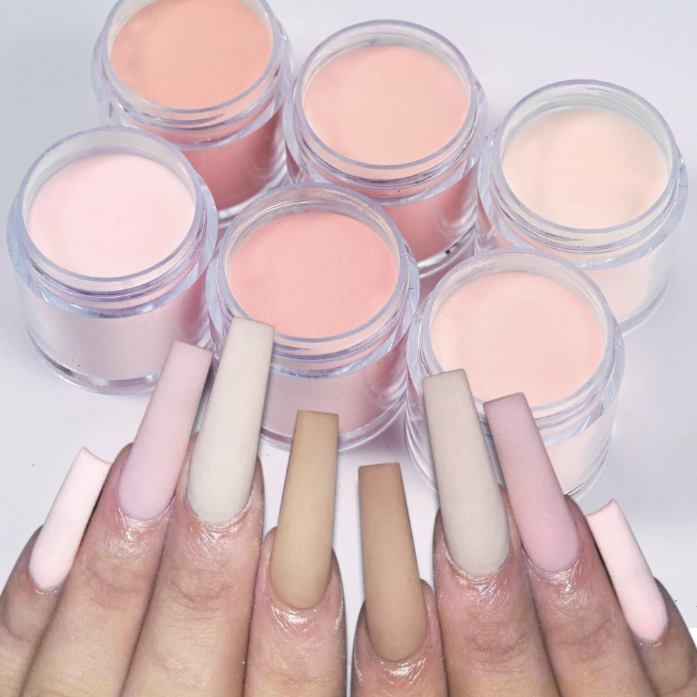6Colors Nude/Pink Nail Art Acrylic Powder Net.7g*6Jars For French Nails Extension 3D Tips Carving Dipping Fast-Dry Polymer Dust