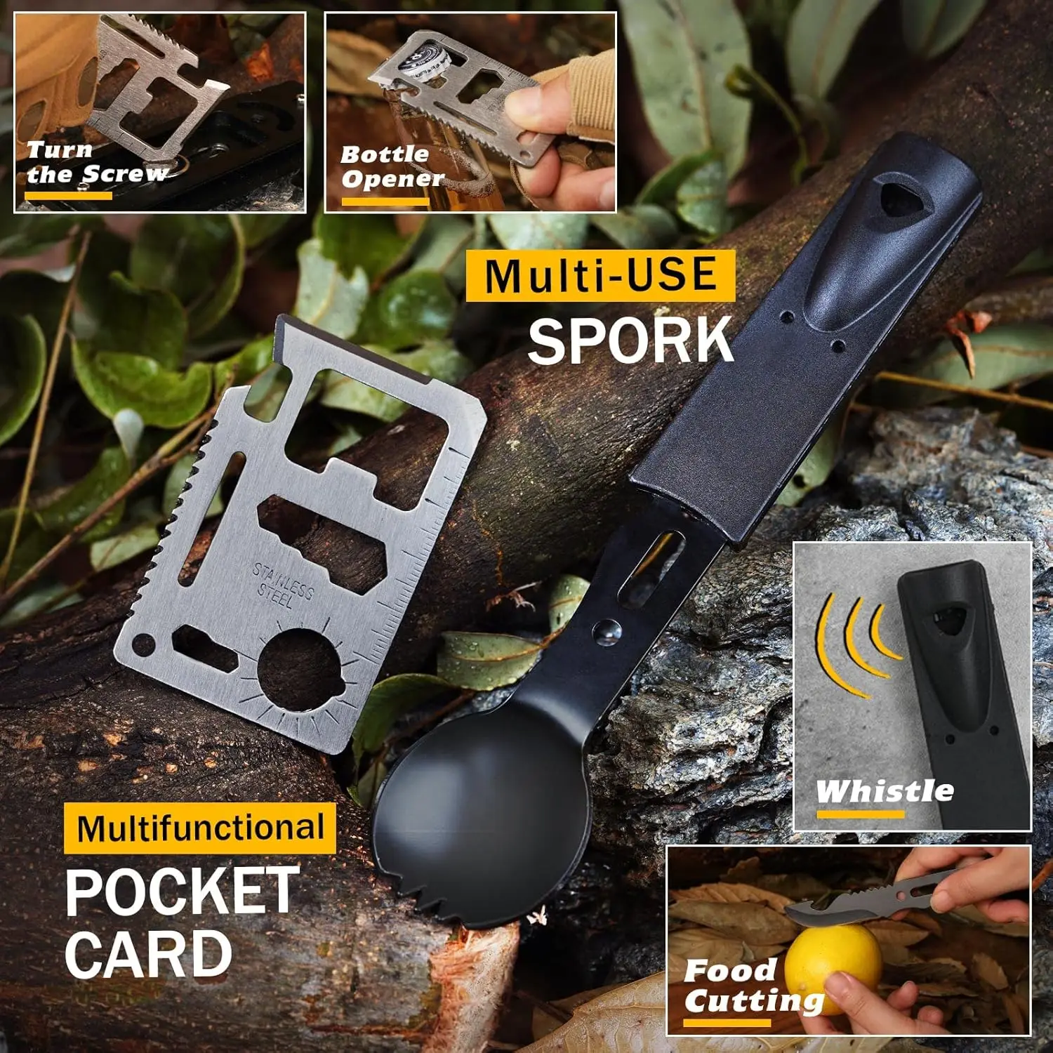 (No flint) Outdoor Adventure Survival Kit SOS Emergency First Aid Kit Camping Equipments Self-defense EDC Box