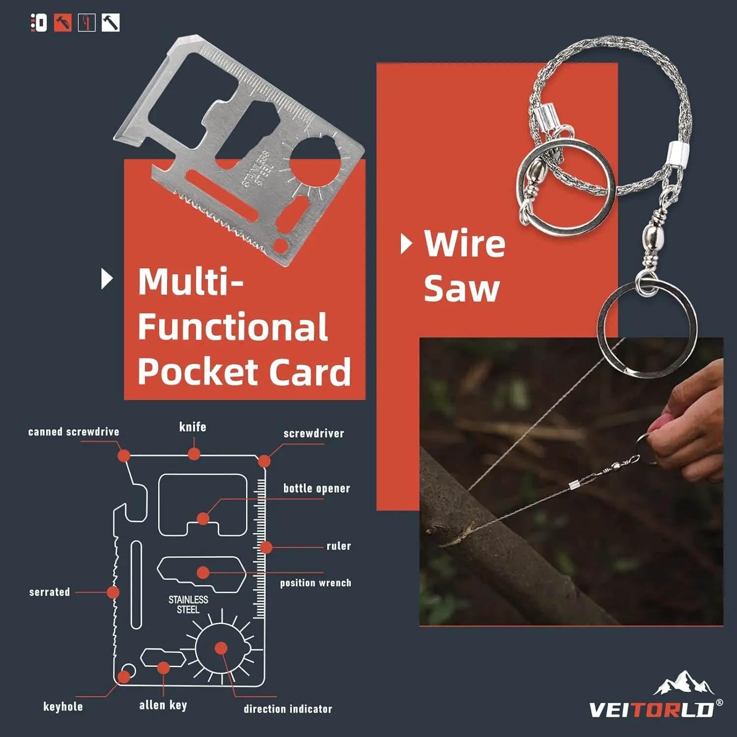 (No flint) Outdoor Adventure Survival Kit SOS Emergency First Aid Kit Camping Equipments Self-defense EDC Box