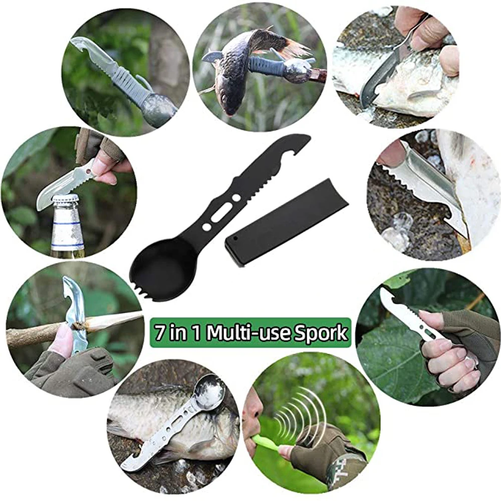 (No flint) Outdoor Adventure Survival Kit SOS Emergency First Aid Kit Camping Equipments Self-defense EDC Box